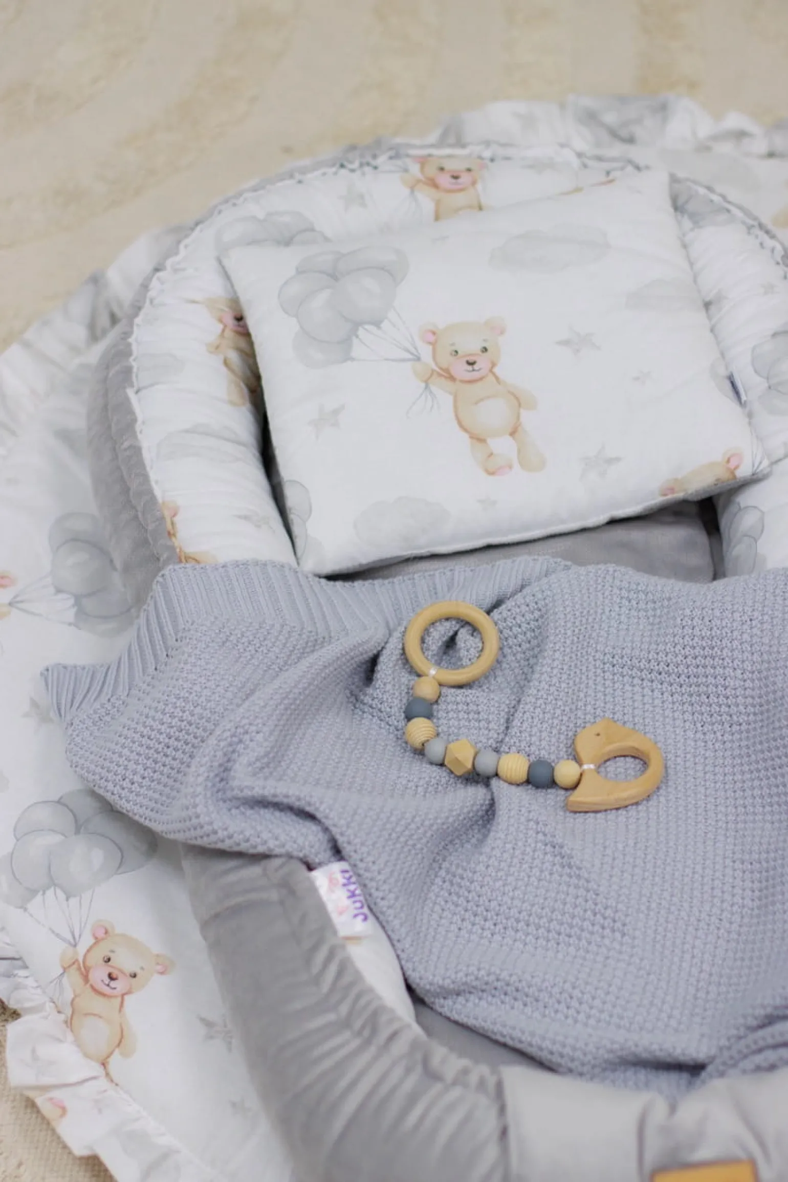Zestaw 5 elementowy Comfort - Cloudy Bears i Szary Velvet