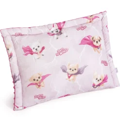 Zestaw przedszkolaka (kocyk z poduszką) - Super Puppy Pink i Purpurowe Minky