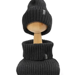 Zimowa czapka z wełny merino - GRAPHITE MELANGE