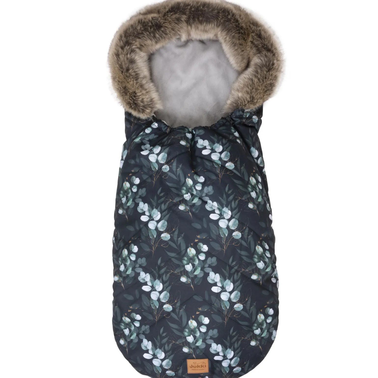 Zimowy śpiworek dziecięcy do wózka, gondoli i sanek - EUCALYPTUS BLACK WINTER