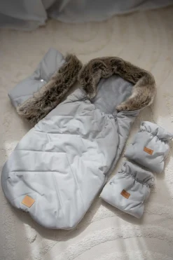 Zimowy śpiworek dziecięcy do wózka, gondoli i sanek - LIGHT GREY WINTER